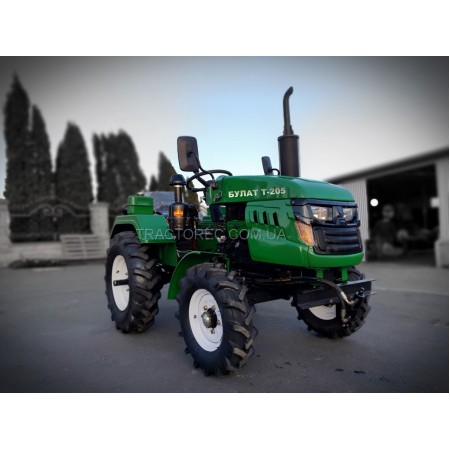 Мототрактор, потужний, надійний мінітрактор БУЛАТ Т-205 + ТРИТОЧКА із двокорпусним плугом та грунтофрезою, зіп, подвійна гідросистема, широкі шини 9.5-16